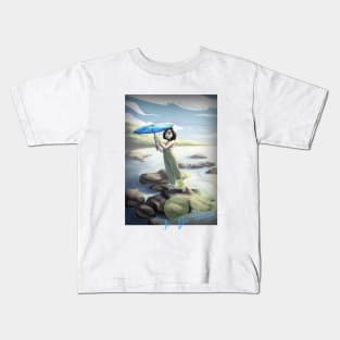 the girl with blue umbrella Kids T-Shirt